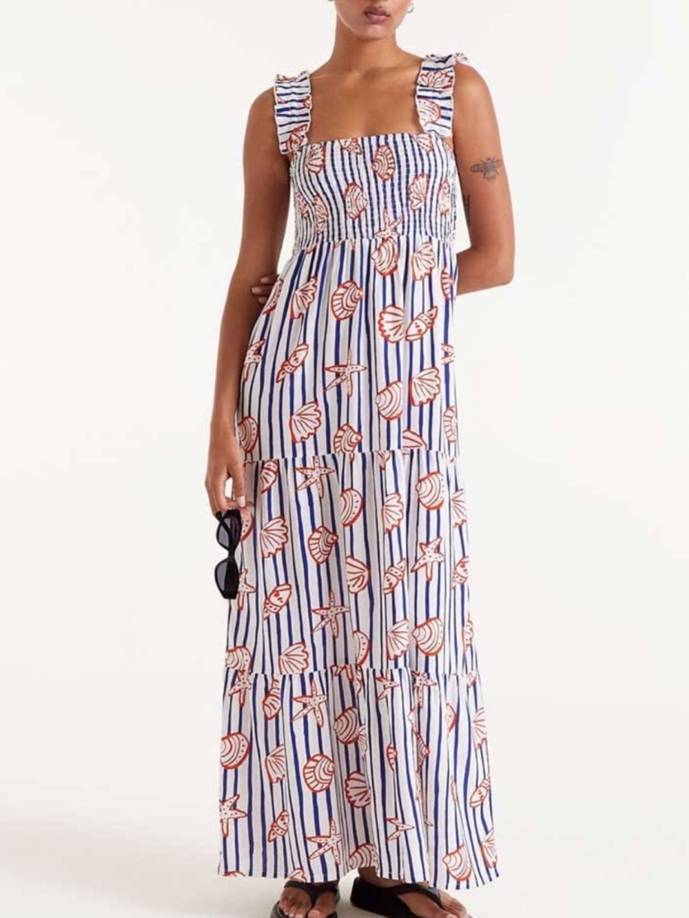 Compania Fantastica Seashell Stripe Maxi Dress NWT Size Small